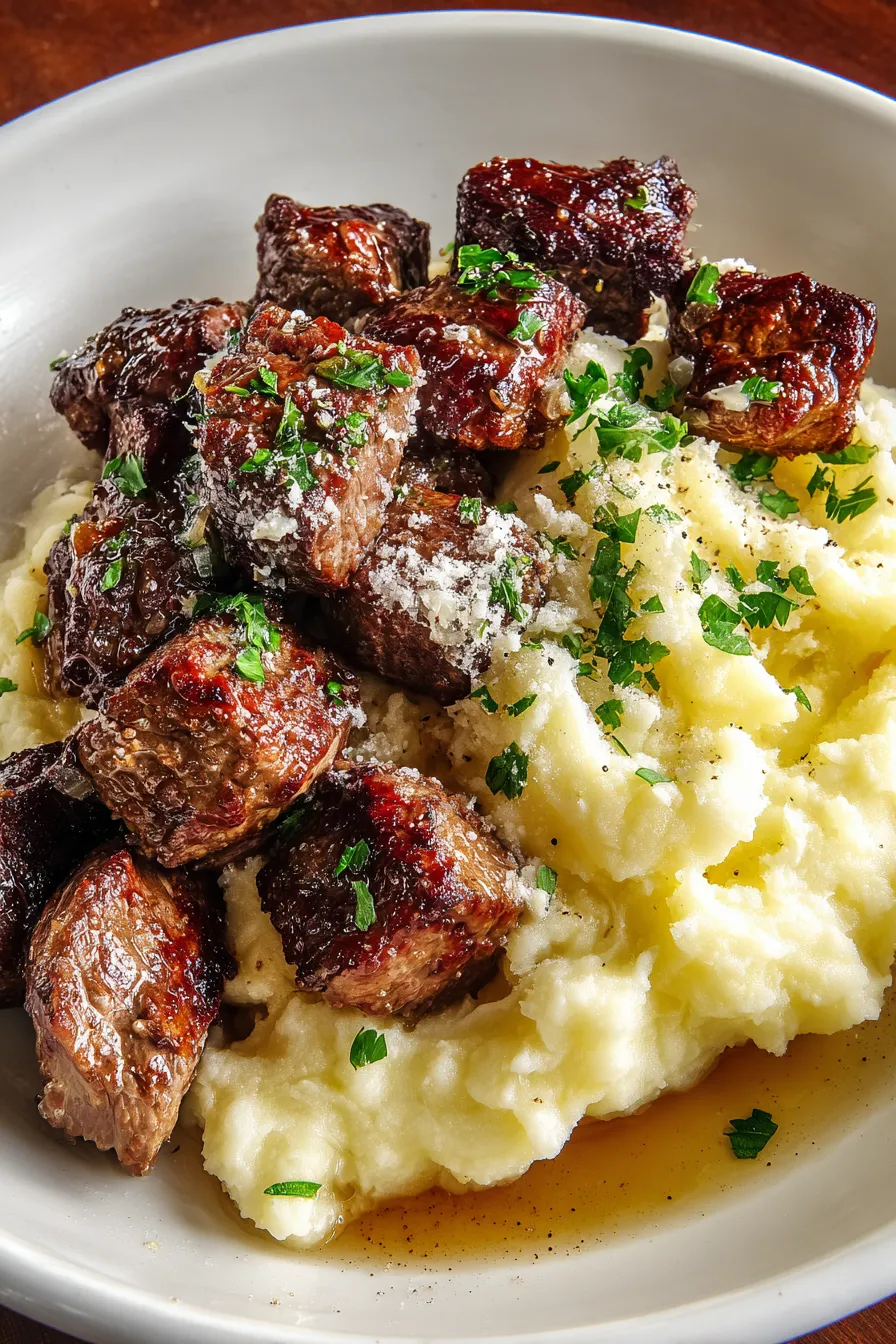 Garlic Parmesan Steak Bites with Mashed Potatoes – Daniel Recipes